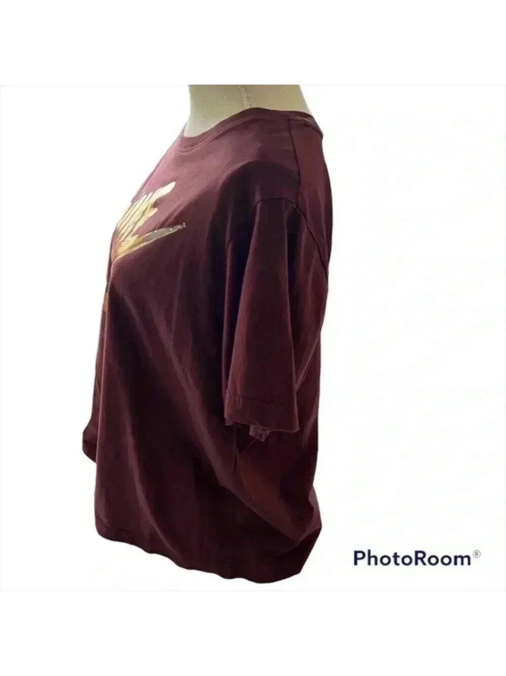 Nike Womens Metallic Gold Graphics Brown Long Sleeve Tee T-Shirt Medium - Picture 6 of 9